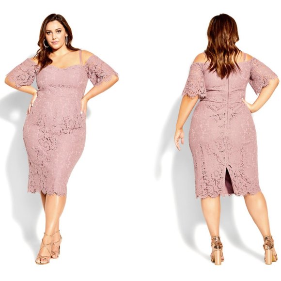 City Chic Dresses & Skirts - Size 18 - CITY CHIC - Lace Whisper Midi Dress deep blush NEW $159 msrp